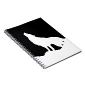 Einzigartiger Schwarz-Weiß-Pop Art Wolf Silhouette Notizblock (Rechte Seite)