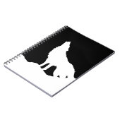 Einzigartiger Schwarz-Weiß-Pop Art Wolf Silhouette Notizblock (Linke Seite)