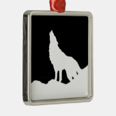 Einzigartiger Schwarz-Weiß-Pop Art Wolf Silhouette Ornament Aus Metall (Rechts)