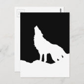 Einzigartiger Schwarz-Weiß-Pop Art Wolf Silhouette Postkarte (Vorne/Hinten)