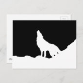 Einzigartiger Schwarz-Weiß-Pop Art Wolf Silhouette Postkarte (Vorne/Hinten)