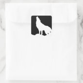 Einzigartiger Schwarz-Weiß-Pop Art Wolf Silhouette Quadratischer Aufkleber (Tasche)
