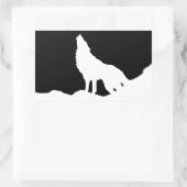 Einzigartiger Schwarz-Weiß-Pop Art Wolf Silhouette Rechteckiger Aufkleber (Tasche)