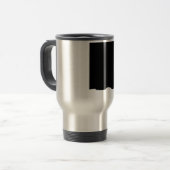 Einzigartiger Schwarz-Weiß-Pop Art Wolf Silhouette Reisebecher (Vorderseite Links)