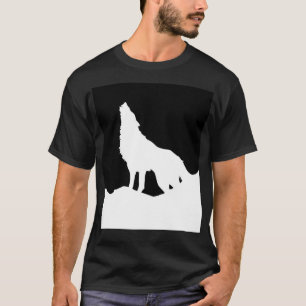 Einzigartiger Schwarz-Weiß-Pop Art Wolf Silhouette T-Shirt
