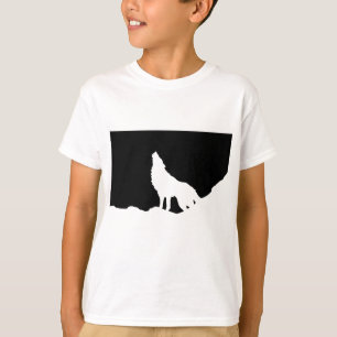 Einzigartiger Schwarz-Weiß-Pop Art Wolf Silhouette T-Shirt