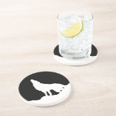 Einzigartiger Schwarz-Weiß-Pop Art Wolf Silhouette Untersetzer (Seite)