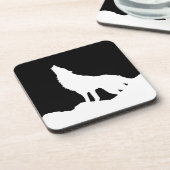 Einzigartiger Schwarz-Weiß-Pop Art Wolf Silhouette Untersetzer (Linke Seite)