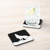 Einzigartiger Schwarz-Weiß-Pop Art Wolf Silhouette Untersetzer (Rechte Seite)