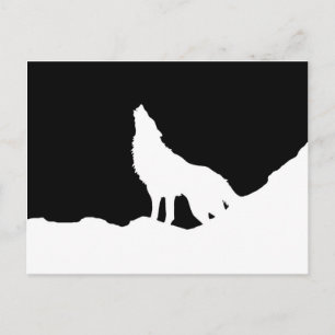 Einzigartiger Schwarz-Weiß-Pop-Art-Wolfsilhouette Postkarte