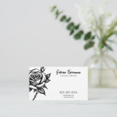 Einzigartiger Schwarz-Weiß-Rose-Tattoo-Künstler Visitenkarte (Stehend Vorderseite)