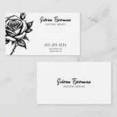 Einzigartiger Schwarz-Weiß-Rose-Tattoo-Künstler Visitenkarte (Vorne/Hinten)