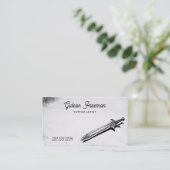 Einzigartiger Schwarz-Weiß-Schwert Tattoo-Künstler Visitenkarte (Stehend Vorderseite)