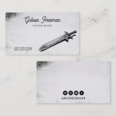 Einzigartiger Schwarz-Weiß-Schwert Tattoo-Künstler Visitenkarte (Vorne/Hinten)