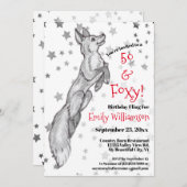 Einzigartiger Schwarz-weißer Red Fox Star Foxy 50. Einladung (Vorne/Hinten)