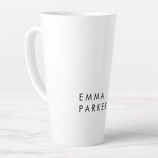 Einzigartiger Schwarz-weißer Trendy Name hinzufüge Milchtasse (Linke Ecke)