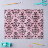 Einzigartiger schwarzer Damast auf rosa Decoupage Seidenpapier (Basteln)