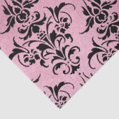 Einzigartiger schwarzer Damast auf rosa Decoupage Seidenpapier (Detail)