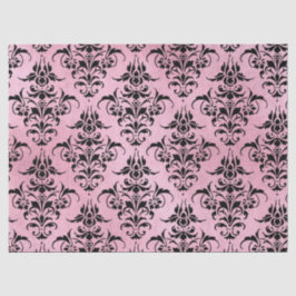 Einzigartiger schwarzer Damast auf rosa Decoupage Seidenpapier