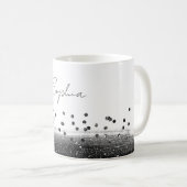 Einzigartiger schwarzer Konfetti-Glanz Kaffeetasse (VorderseiteRechts)