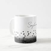 Einzigartiger schwarzer Konfetti-Glanz Kaffeetasse (Vorderseite Links)