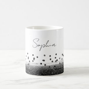 Einzigartiger schwarzer Konfetti-Glanz Kaffeetasse