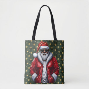 Einzigartiger schwarzer Santa große Umhängetasche Tasche