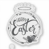 Einzigartiger schwarzer Zirkel "Happy Oaster Day" Aufkleber (Vorderseite)
