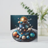 EINZIGARTIGER SOLAR-SYSTEM-THEMEN-KINDERGEBURTSTAG KARTE (Stehend Vorderseite)