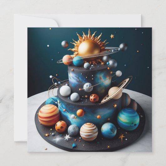 EINZIGARTIGER SOLAR-SYSTEM-THEMEN-KINDERGEBURTSTAG KARTE (Vorderseite)