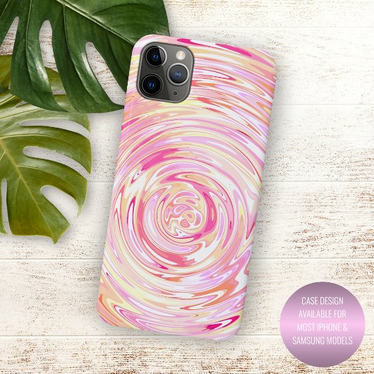 Einzigartiger, sonniger, gelber Orange Rosa Swirt Case-Mate iPhone Hülle