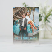 Einzigartiger Spaß Kitschy Honeymoon Foto Hochzeit Dankeskarte (Stehend Vorderseite)