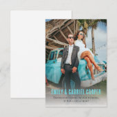 Einzigartiger Spaß Kitschy Honeymoon Foto Hochzeit Dankeskarte (Vorne/Hinten)