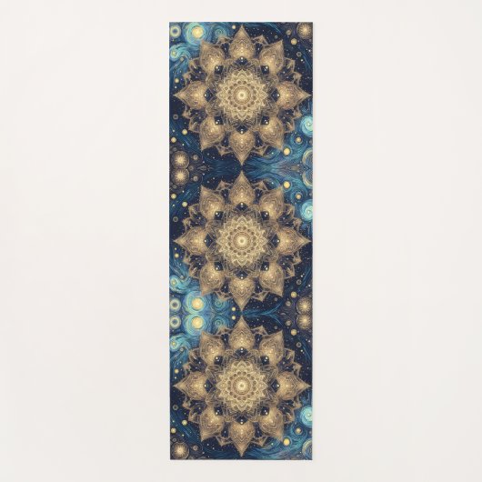Einzigartiger Starry Night Nebula Gold Mandala Art Yogamatte (Vorderseite)