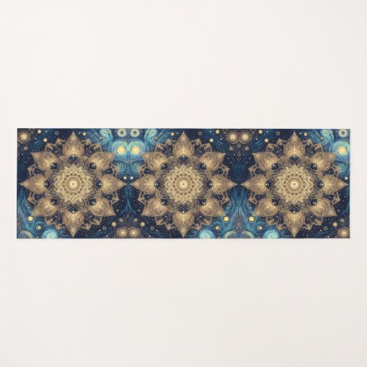 Einzigartiger Starry Night Nebula Gold Mandala Art Yogamatte (Vorderseite (Horizontal))
