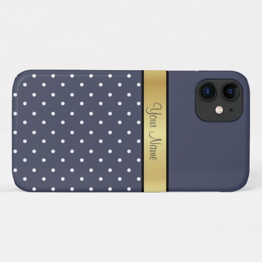 Einzigartiger Stil Delft Blau & Weiß Punkte, Gold  Case-Mate iPhone Hülle (Rückseite (Horizontal))