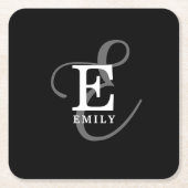 Einzigartiger Stilname und Monogram Typografie Bla Rechteckiger Pappuntersetzer (Vorderseite)