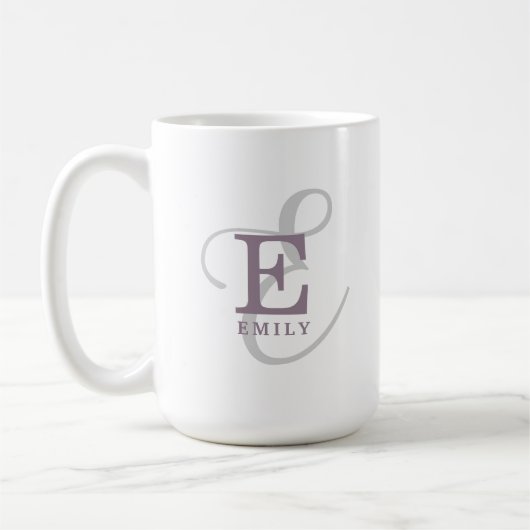 Einzigartiger Stilname und Monogramm-Typografie Kaffeetasse (Links)