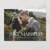 Einzigartiger Stiltext und Foto | Just Married Postkarte (Vorderseite)