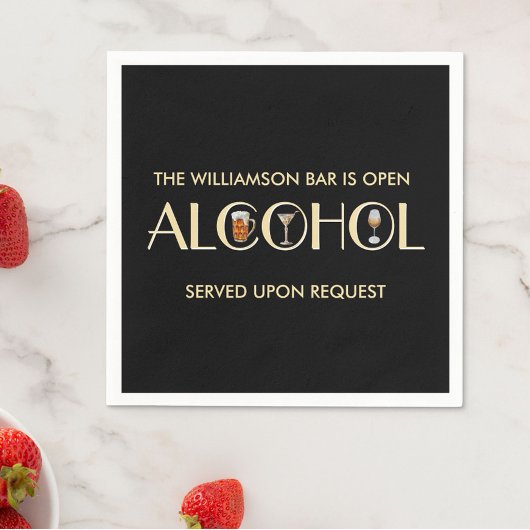 Einzigartiger, stilvoller Bierwein Martini Name Serviette