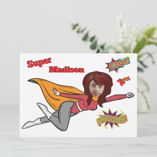 Einzigartiger Superhelden Special Fun Children's B Einladung (Stehend Vorderseite)