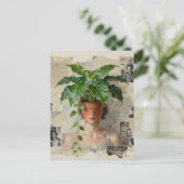 Einzigartiger surrealer Blumenkübel Frau Postkarte (Stehend Vorderseite)