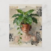 Einzigartiger surrealer Blumenkübel Frau Postkarte (Vorderseite)
