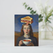 Einzigartiger surrealer Grillkäse und Suppe Postkarte (Stehend Vorderseite)