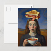 Einzigartiger surrealer Grillkäse und Suppe Postkarte (Vorne/Hinten)