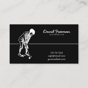 Einzigartiger Swing Golfer Black Golf Instructor Visitenkarte