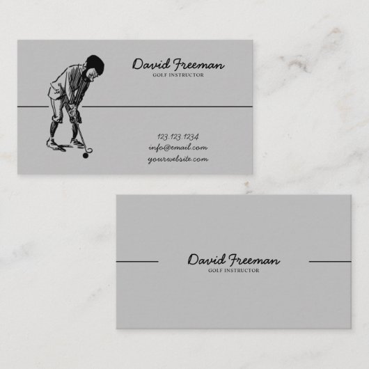 Einzigartiger Swing Golfer Gray Golf Instructor Visitenkarte (Vorne/Hinten)