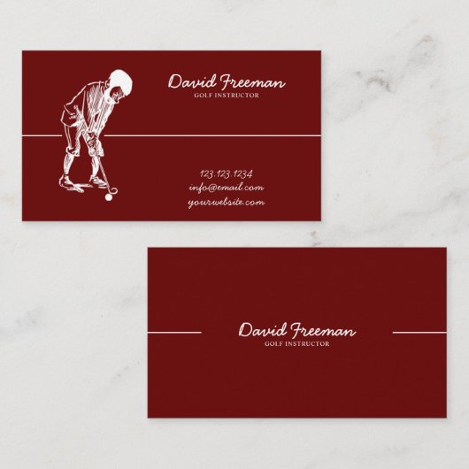 Einzigartiger Swing Golfer Red Golf Instructor Visitenkarte (Vorne/Hinten)