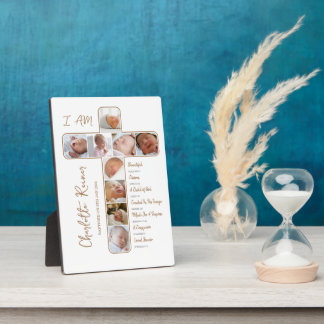 Einzigartiger Tauffoto Collage Crucifix geformt Fotoplatte