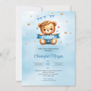 Einzigartiger Teddybär, ein Baby-Dusche Einladung